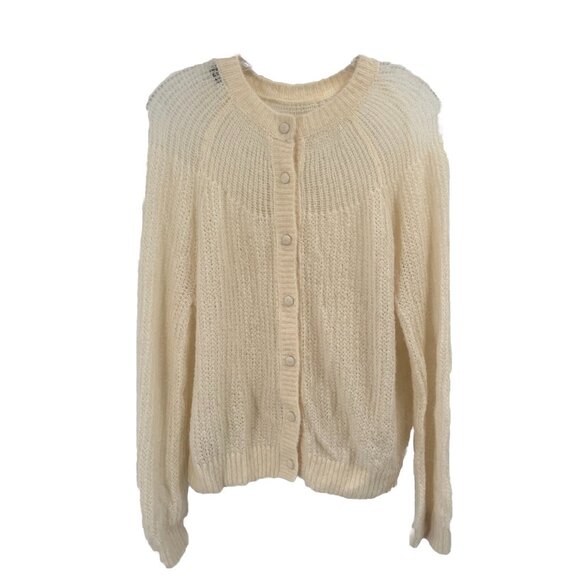 Zara Open Knit Button Cardigan Cream Alpaca Sz Small - Picture 1 of 7